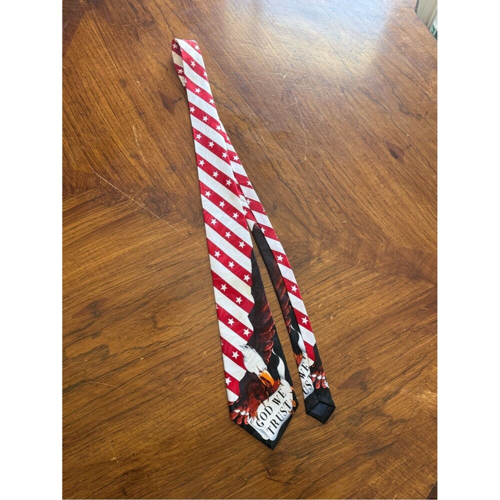 Patriotic Red & White Eagle Print Men's Tie